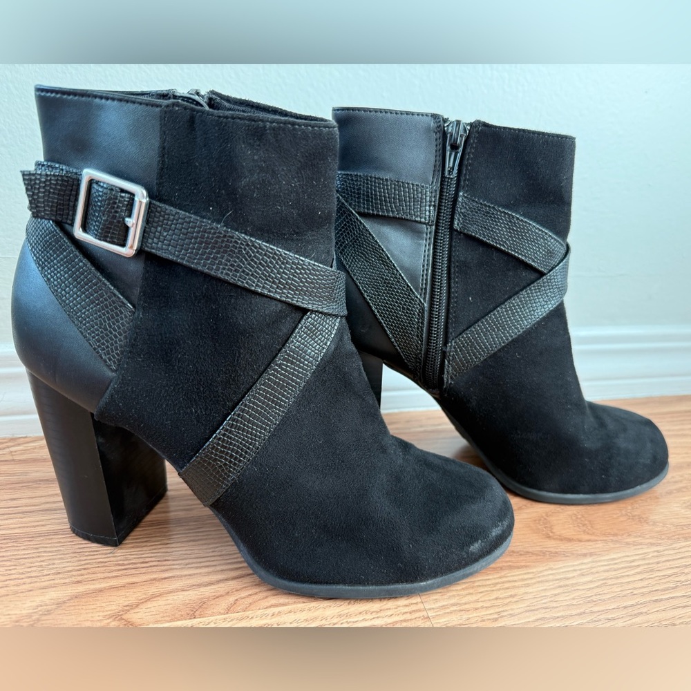 Christian Siriano Black Heeled Boots w/ Buckle